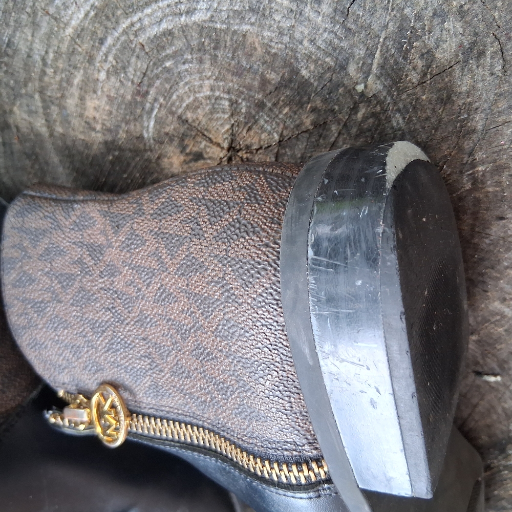 Michael Kors Monogram Brown and Black Ankle Boots